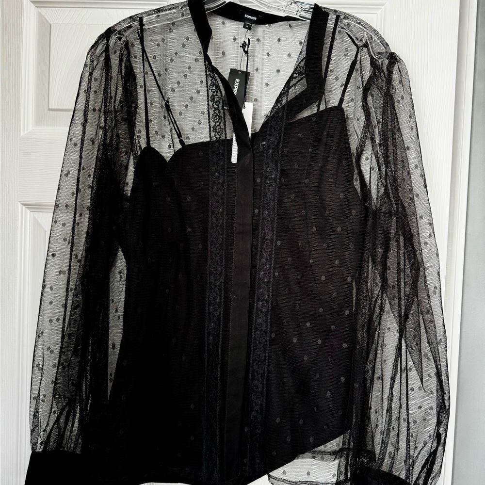 Elegant Express Black Sheer Women's Top